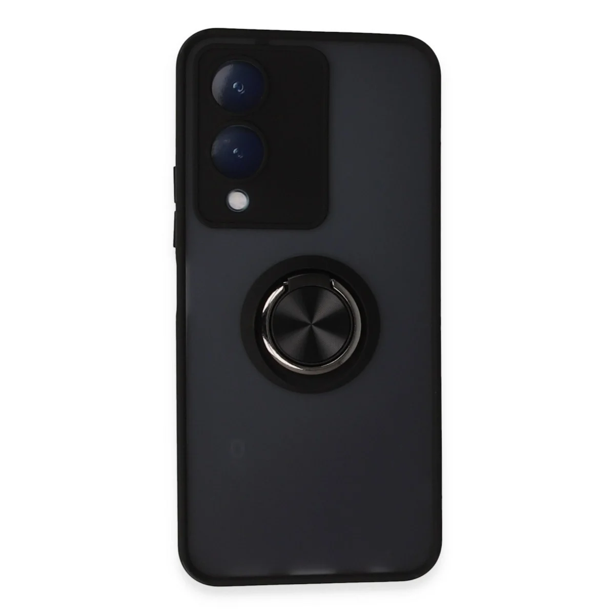 Vivo Y17s Kılıf Montreal Yüzüklü Silikon Kapak - Siyah