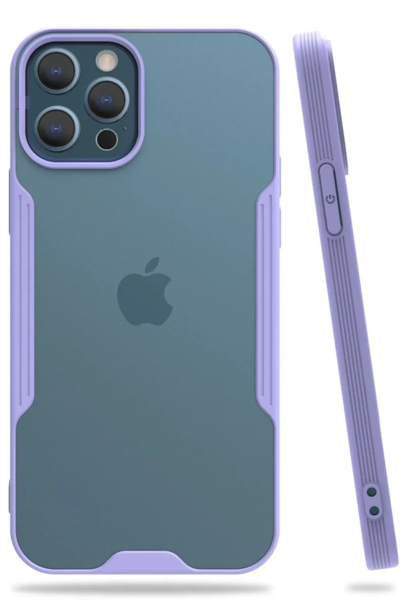 Apple iPhone 12 Pro Max Kılıf Platin Silikon - Lila