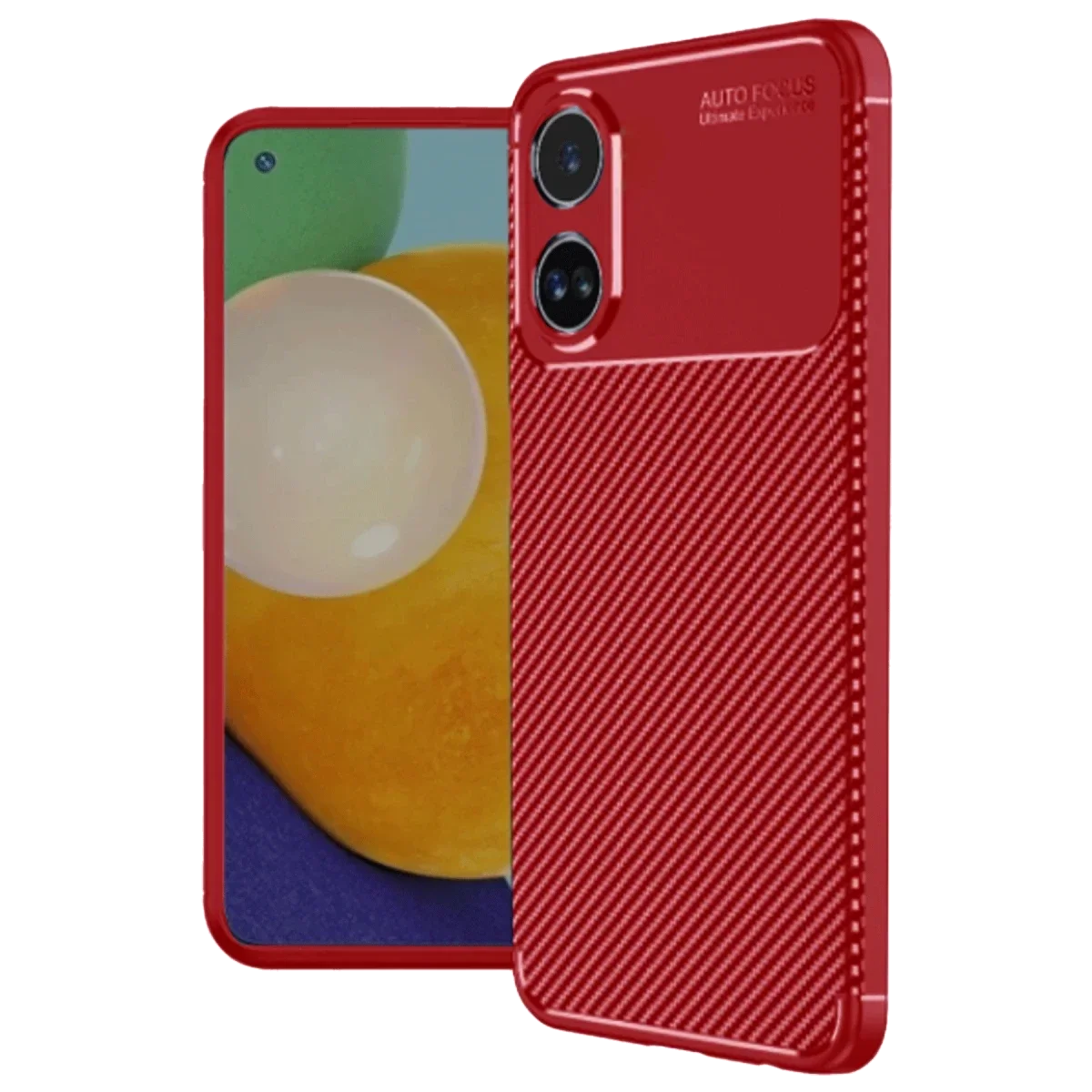 Oppo A38 Kılıf Auto Focus Karbon Kapak - Kırmızı görsel 2