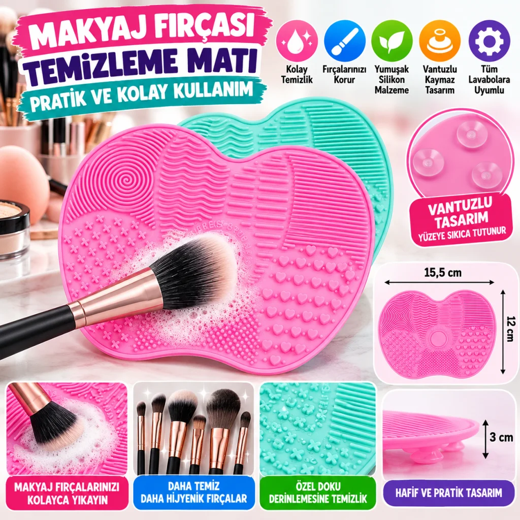 Pratik Kolay Makyaj Fırçası Temizleme Matı Aparatı Aleti Küçük( adet fiyatıdır)