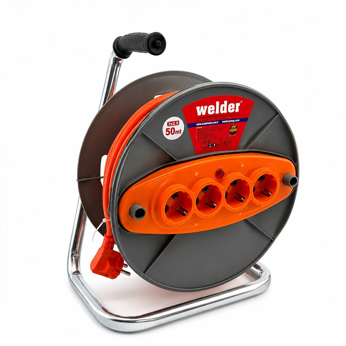 3X2.5MM 50MT Makaralı Uzatma Kablo Ct Welder görsel 2