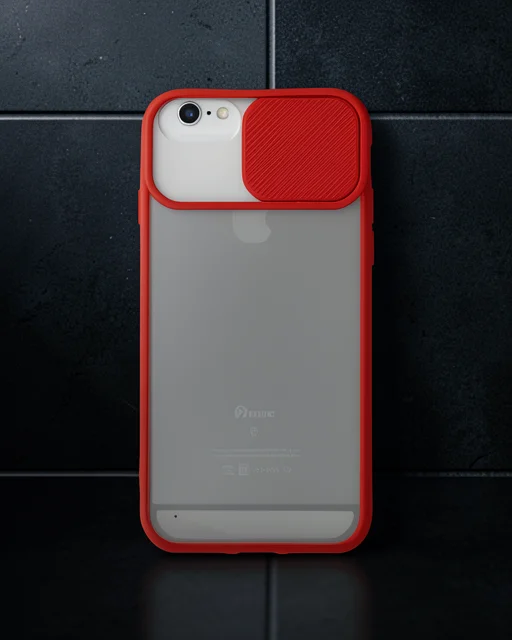 Apple İphone 6 Kılıf Palm Buzlu Kamera Sürgülü Silikon - Kırmızı
