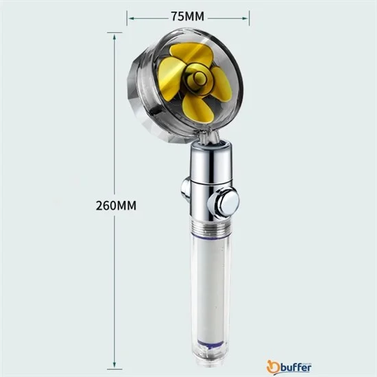 Turbo Pervaneli ve Filtreli Su Tasarruflu 360 Derece Dönebilen Tazyikli Duş Başlığı görsel 3