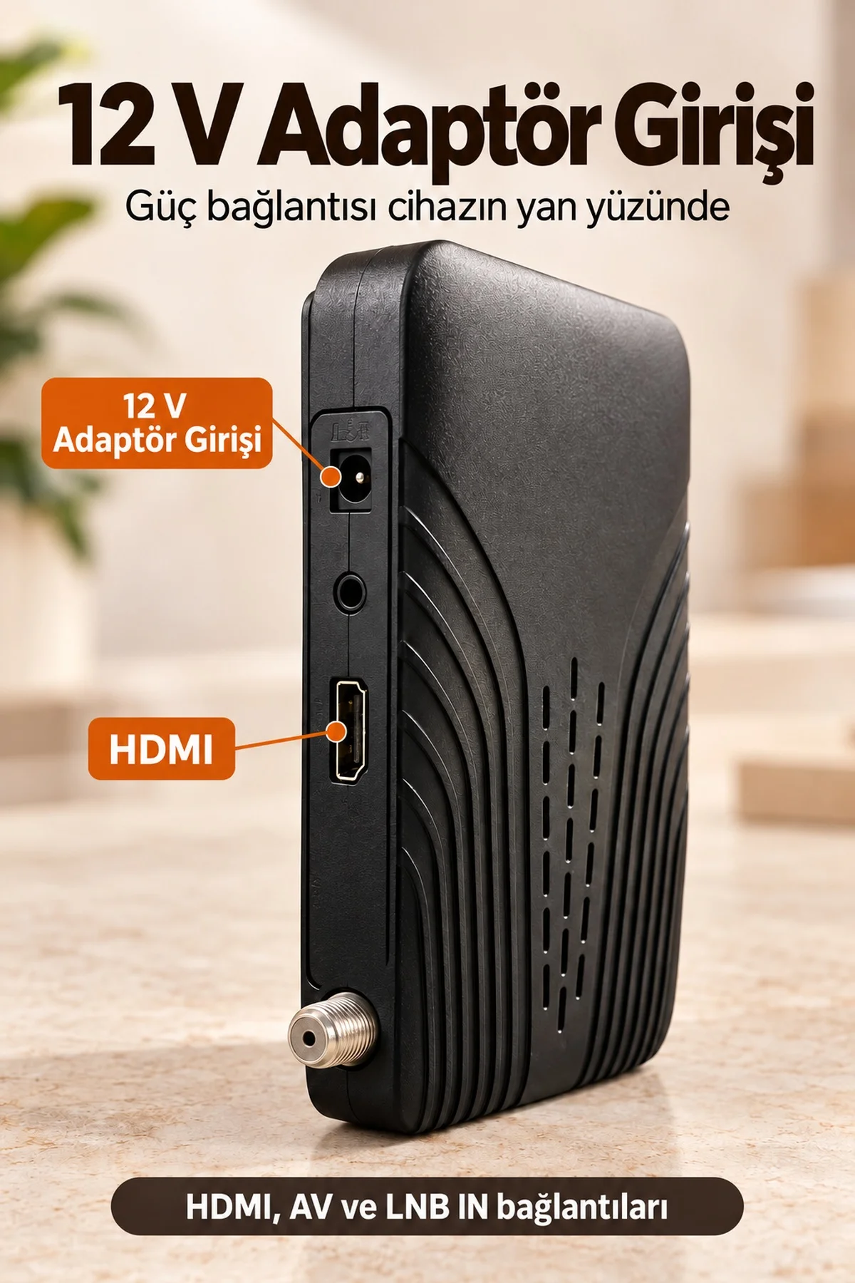 HDMI Kablolu ve Adaptörlü HD Uydu Alıcısı görsel 4