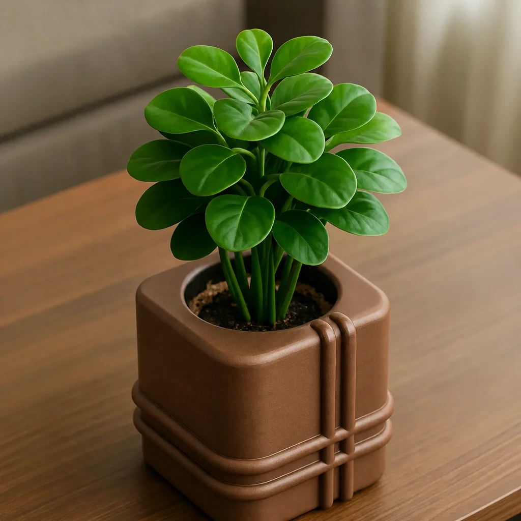 3D Baskı Square Planter - Izgara Desenli Küp Saksı-Kahverengi görsel 3