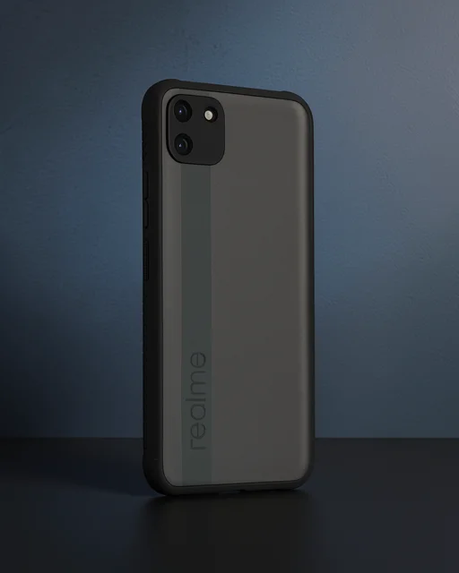 Realme C11 Kılıf Miami Şeffaf Silikon - Siyah