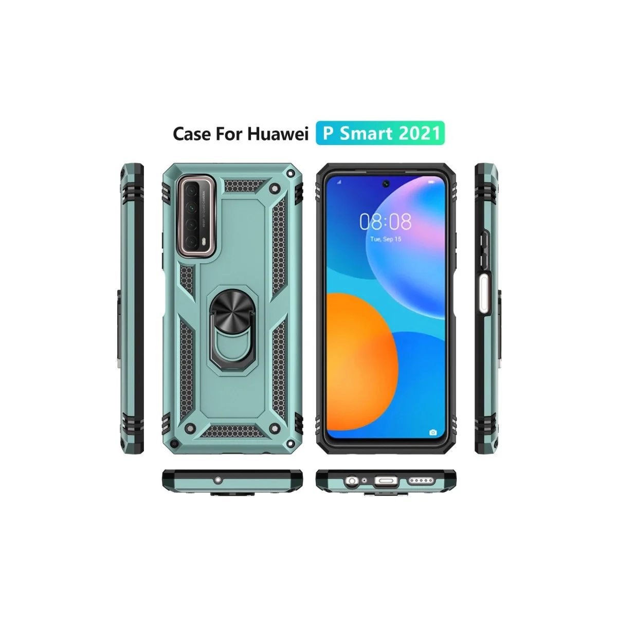 Huawei P Smart 2021 Kılıf Sofya Yüzüklü Silikon Kapak - Yeşil görsel 3