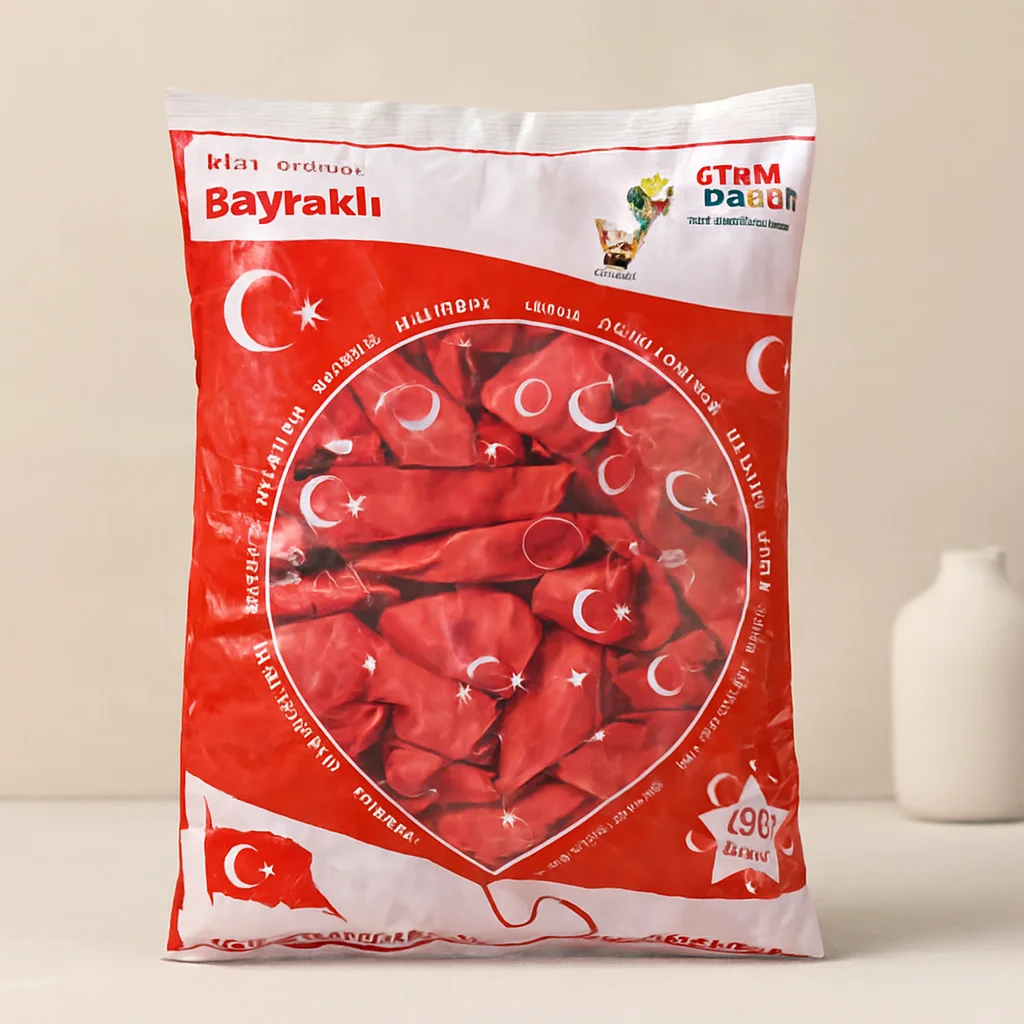 12 inç Bayraklı Lateks Balon ( 100 Adet)