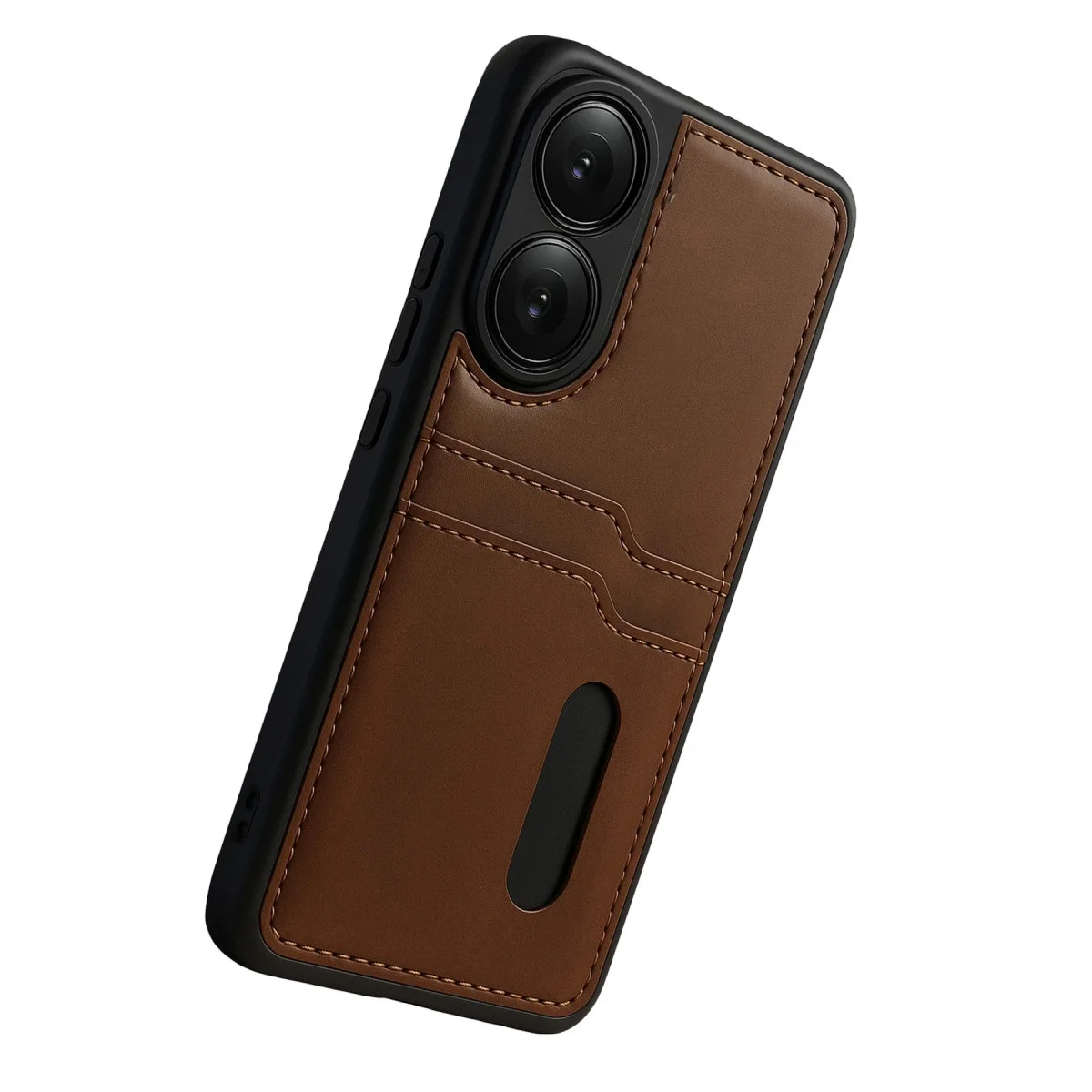 Oppo A38 Sara Kartvizitli Deri Kılıf - Taba görsel 4