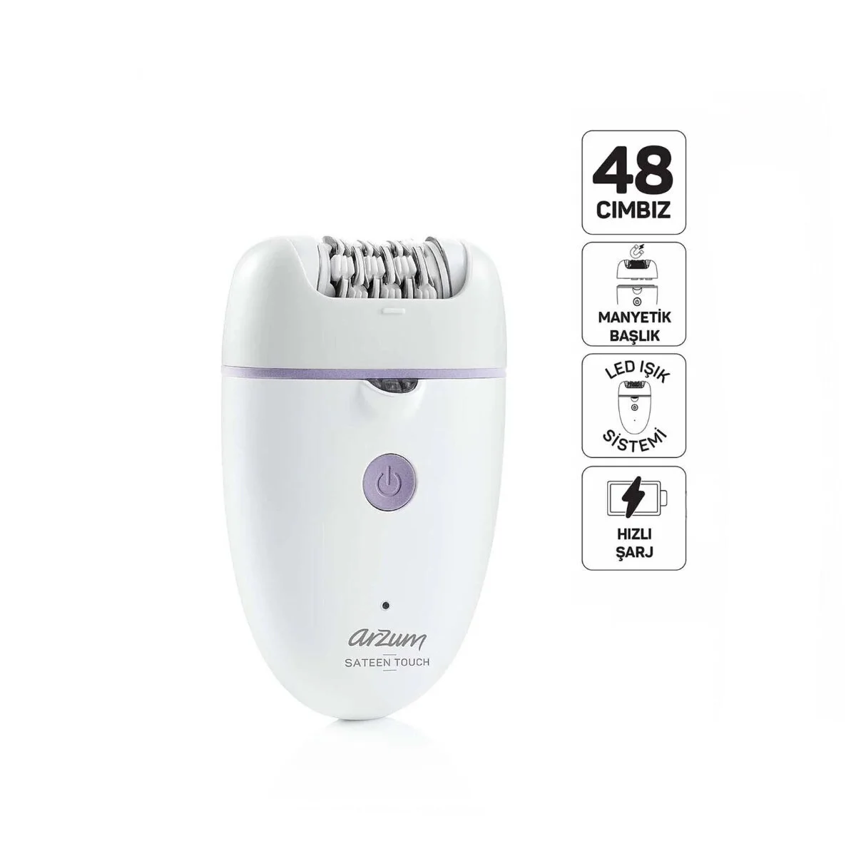 Epilatör Epilasyon Cihazı 48 Cımbız Manyetik Başlık Led Işık Sistem - Hızlı Şarj AR5173-02 görsel 2