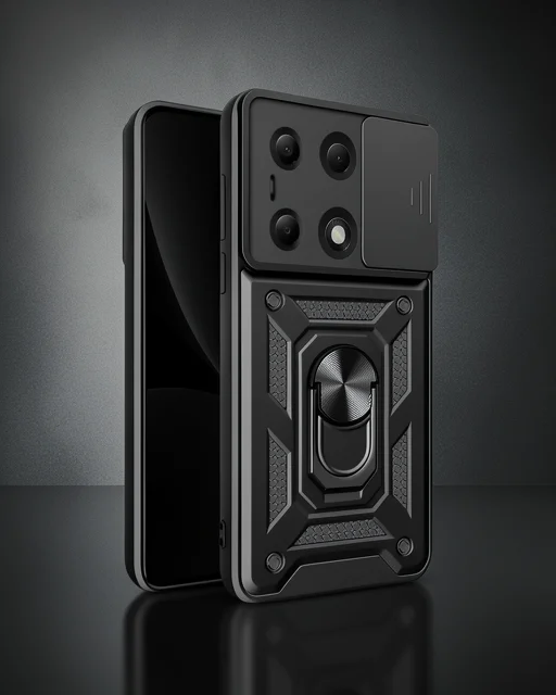 Xiaomi Poco M6 Pro 4g Kılıf Pars Lens Yüzüklü Silikon - Siyah