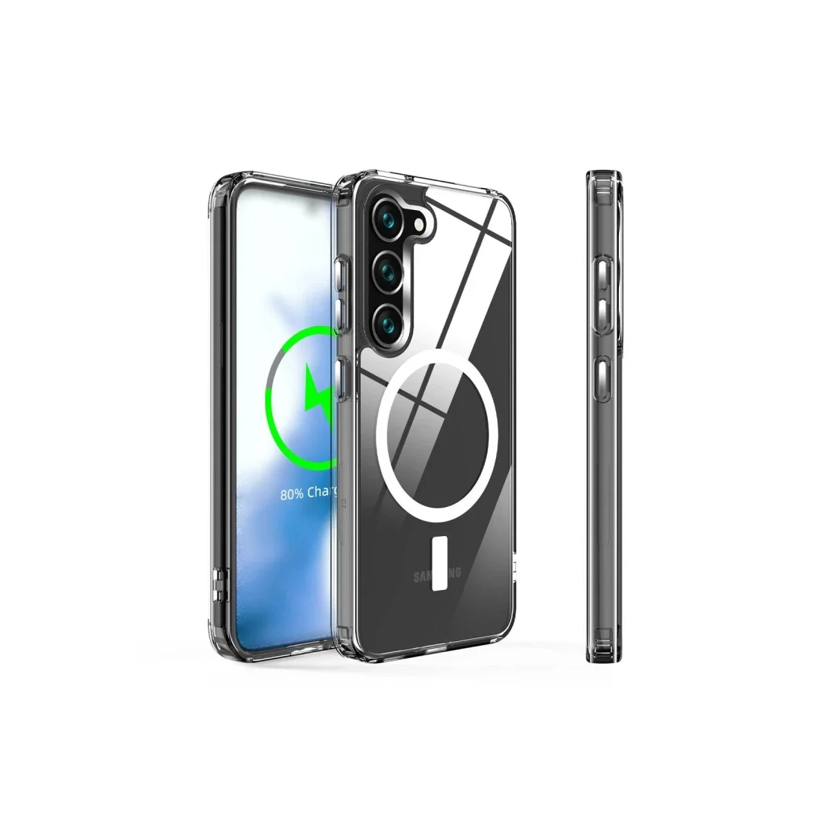 Samsung Galaxy S23 Kılıf Magneticsafe Şeffaf Silikon - Şeffaf görsel 4