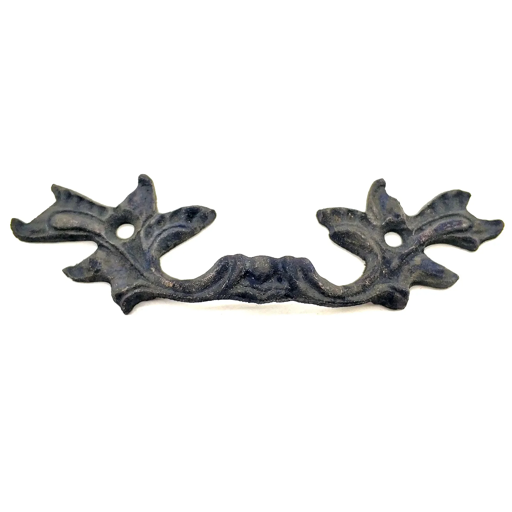 Antika Tarz Dekoratif Pirinç Çiçek Kapı Kulbu - 30x110 mm, Oksit görsel 2