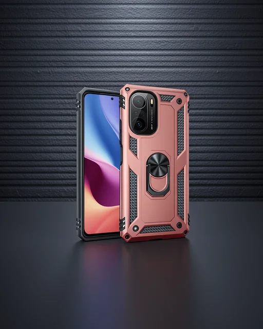 Xiaomi Poco F3 Kılıf Sofya Yüzüklü Silikon Kapak - Rose
