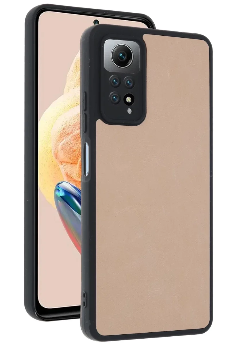Xiao Red Note 12 Pro 4G Kılıf Aras Deri Kapak - Pudra