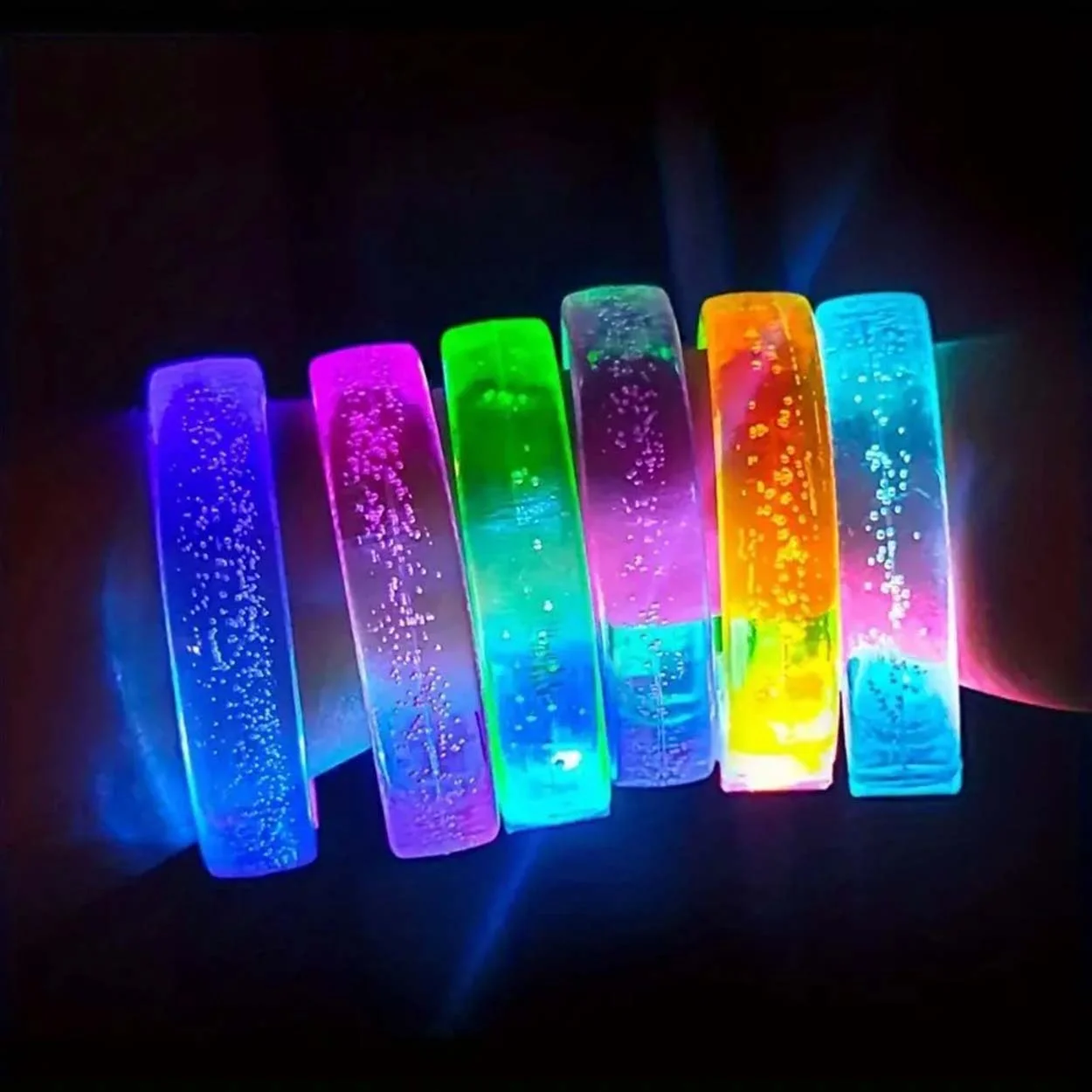 Mavi Led Işıklı Baskı Yapılabilen Pilli Bileklik Bilezik 1,5 cm Genişlik görsel 4