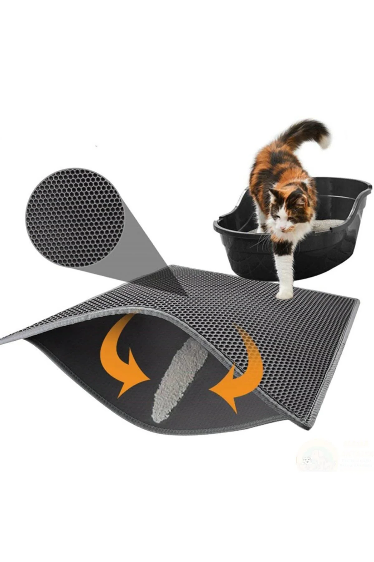 Kedi Tuvalet Önü Kum Toplayıcı Tezleyici Elekli Gri Paspas