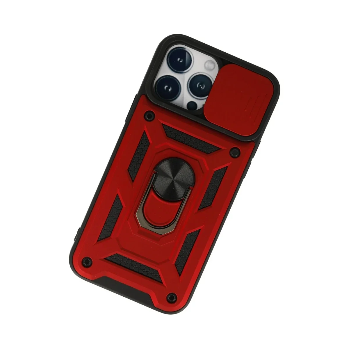 Apple iPhone 13 Pro Kılıf Pars Lens Yüzüklü Silikon - Kırmızı görsel 3