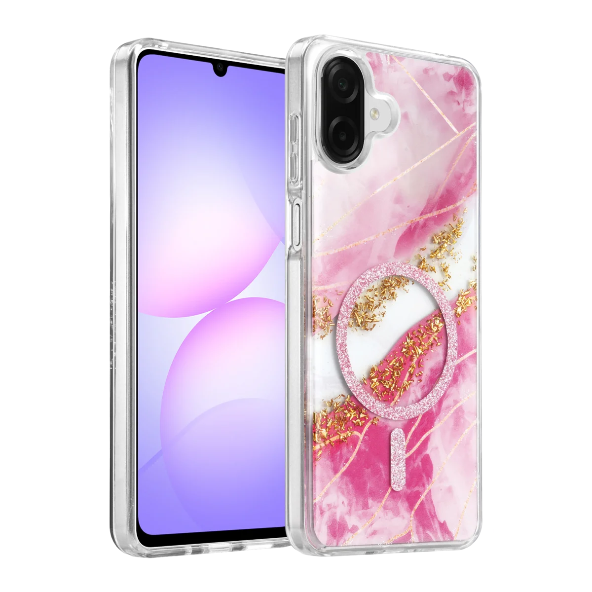 Onegif Samsung Galaxy A07 4G Lotus Simli Magsafe Kapak - Pembe