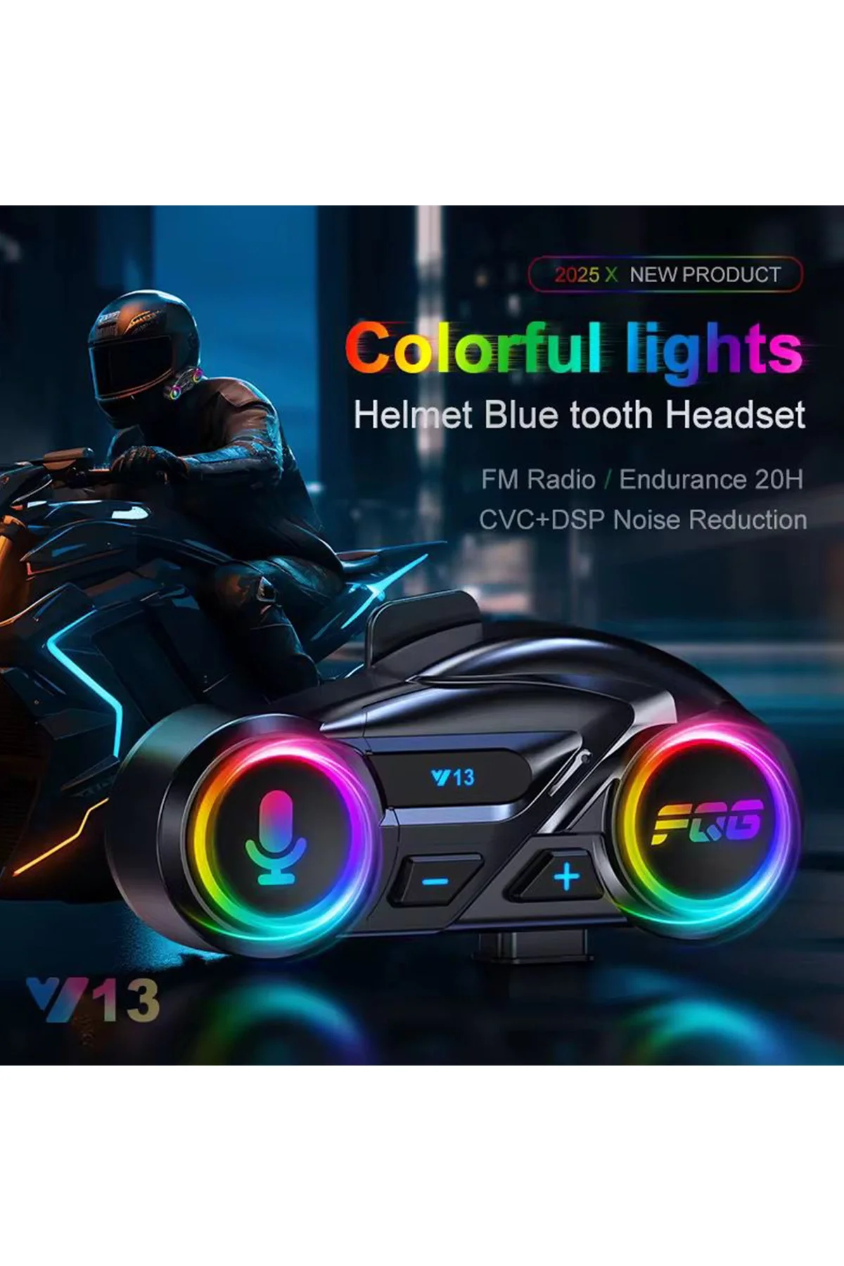 Y13 Motor Kask Kulaklık Rgb Modlu Radyolu Motosiklet Kulaklık 5.3 Bluetooth Intercom görsel 4