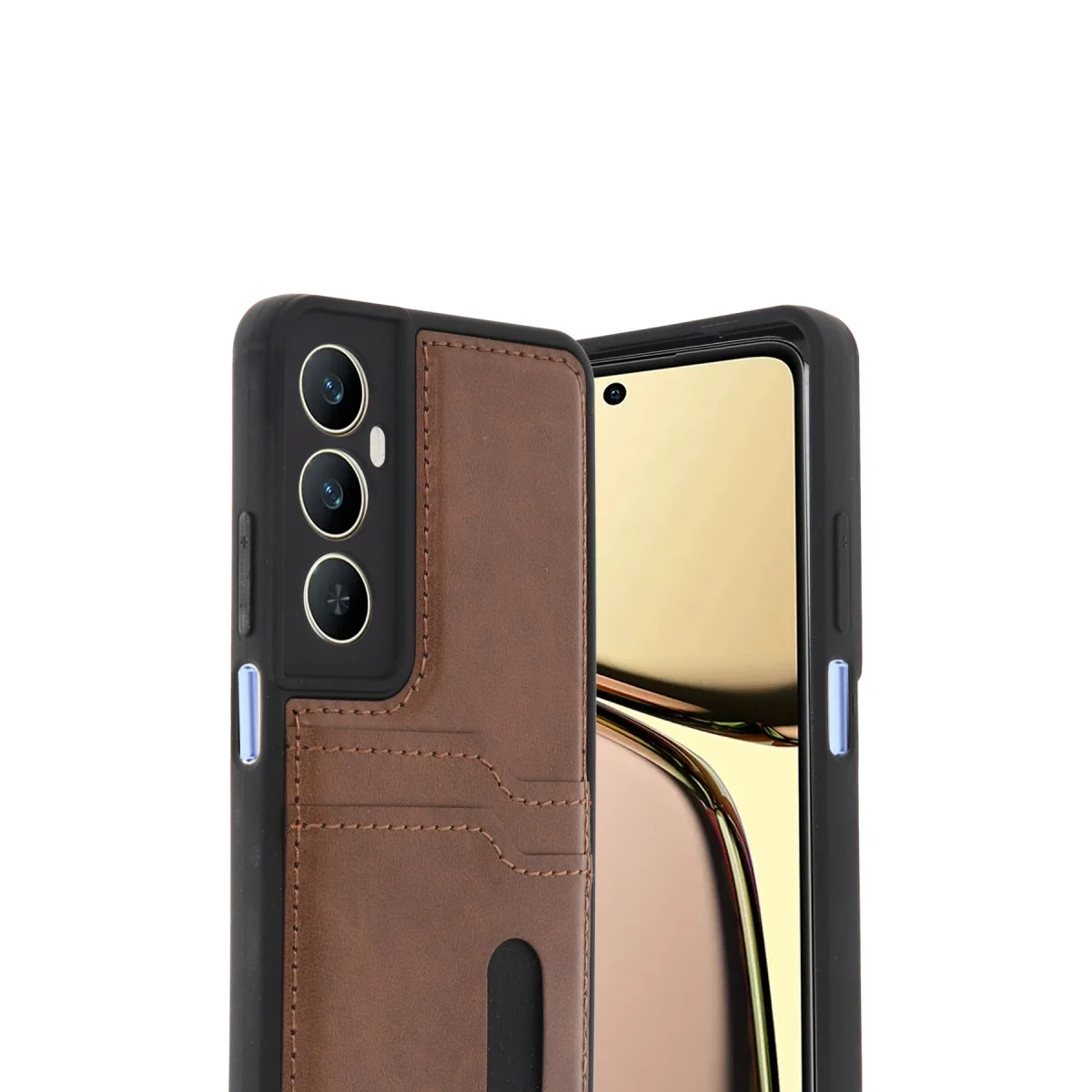 Realme C65 Sara Kartvizitli Deri Kılıf - Taba görsel 2