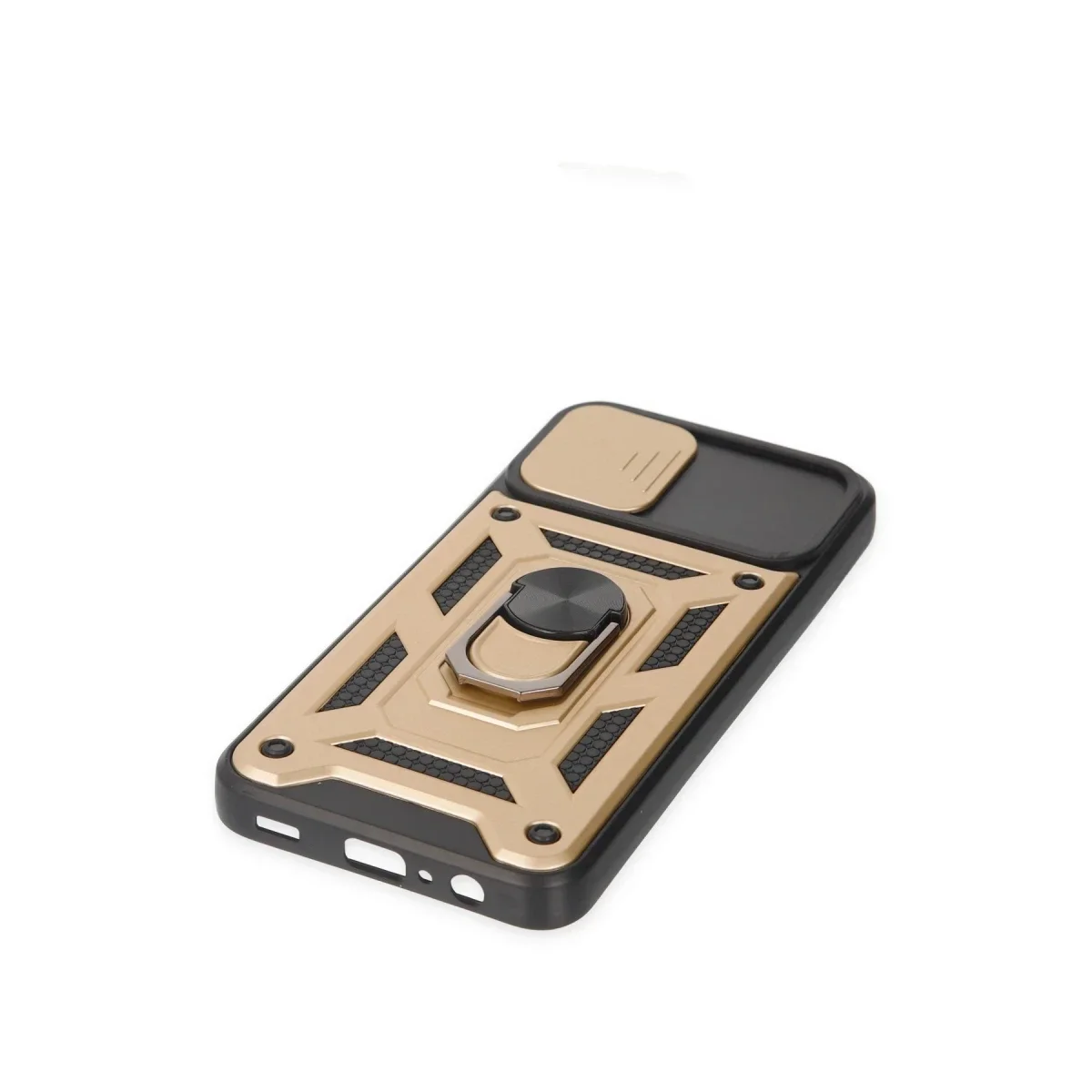 Samsung Galaxy A03 Kılıf Pars Lens Yüzüklü Silikon - Gold görsel 4