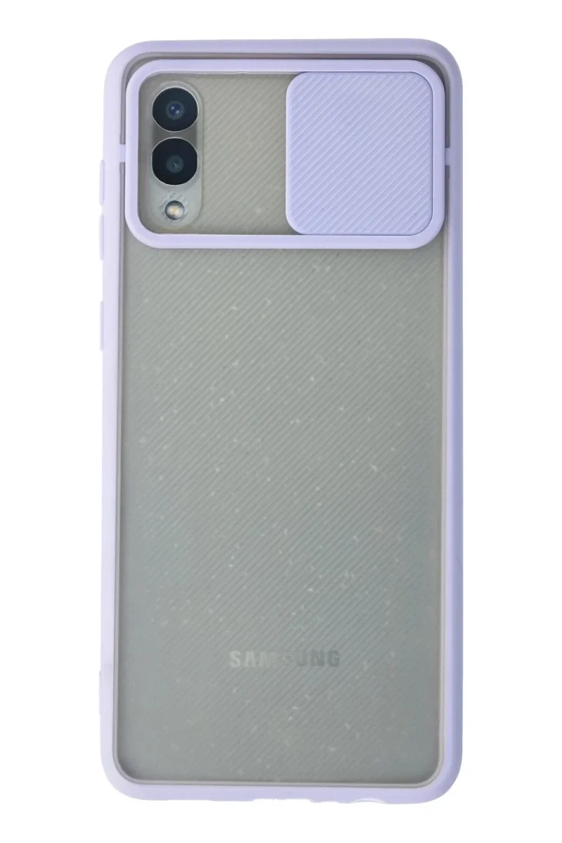 Samsung Galaxy A02 Kılıf Palm Buzlu Kamera Sürgülü Silikon - Lila