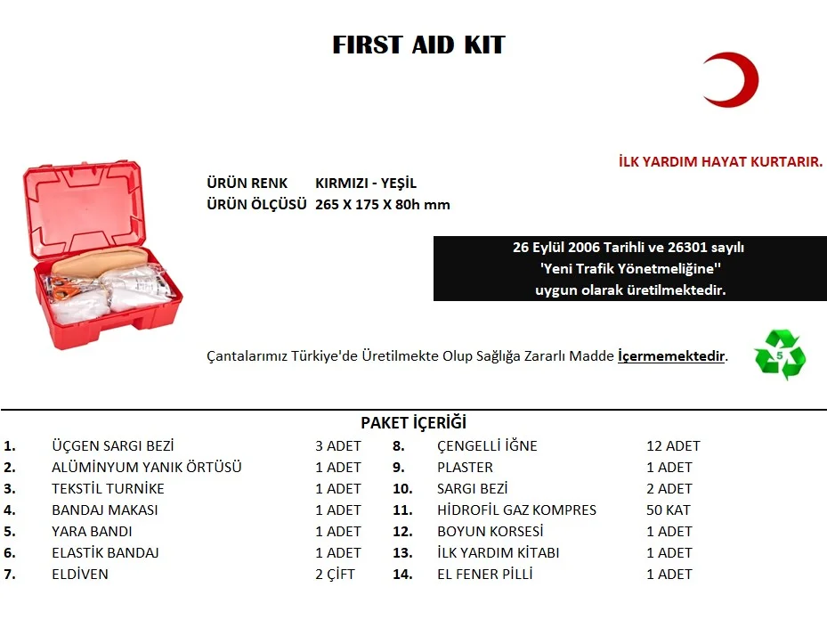 Küçük İlk Yardım Seti First Aid Kit görsel 2