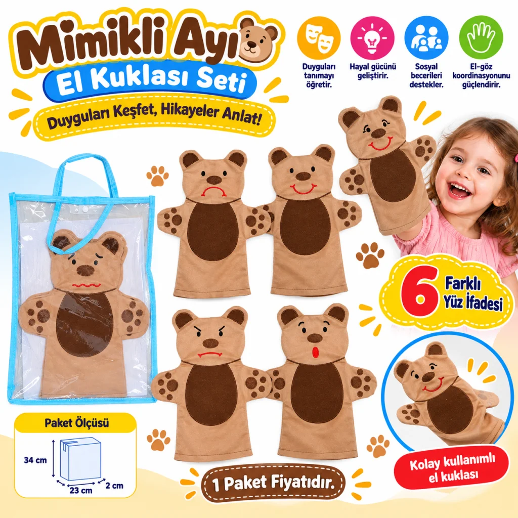 AND-5005 Yüz İfadeleri Kukla Seti 6'Lı (1 paket fiyatıdır)