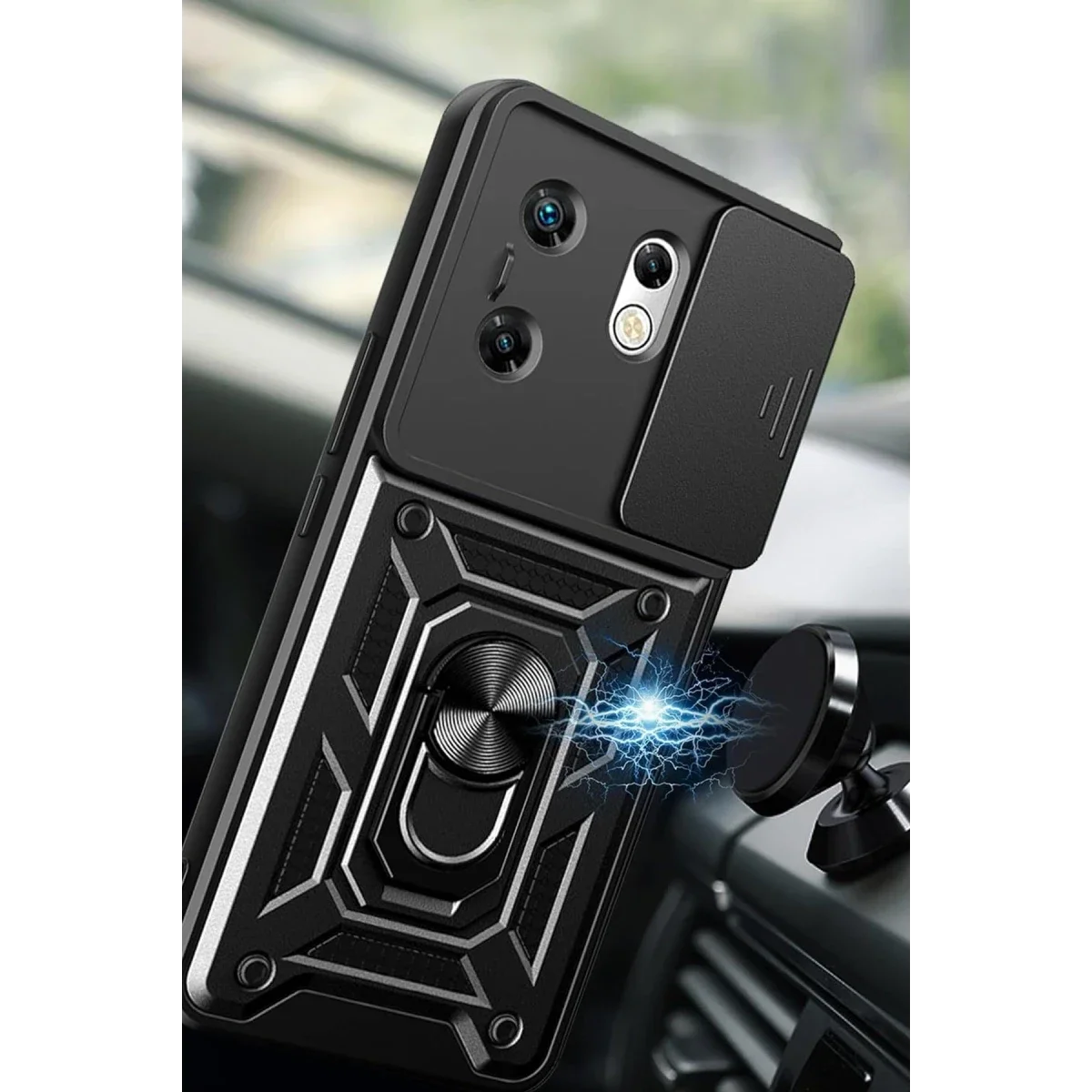 İnfinix Zero 30 4G Kılıf Pars Lens Yüzüklü Silikon - Siyah görsel 2