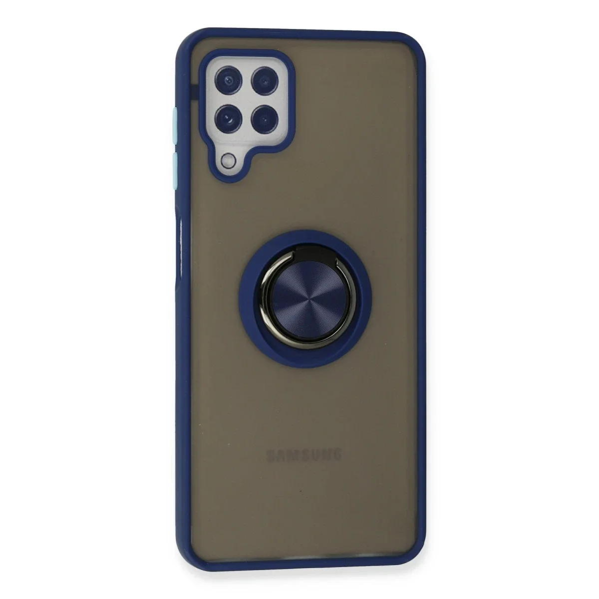 Samsung Galaxy A22 Kılıf Montreal Yüzüklü Silikon Kapak - Lacivert görsel 3