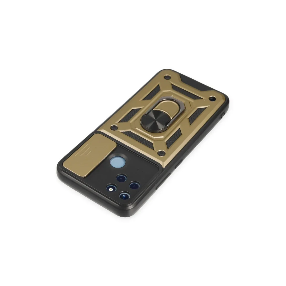 Realme C25Y Kılıf Pars Lens Yüzüklü Silikon - Gold görsel 4