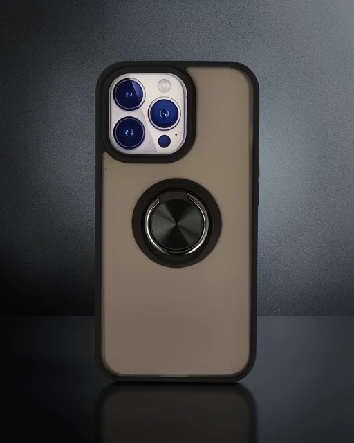 Apple İphone 13 Pro Kılıf Montreal Yüzüklü Silikon Kapak - Siyah