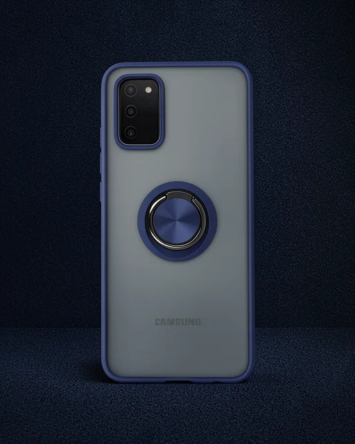 Samsung Galaxy A02s Kılıf Montreal Yüzüklü Silikon Kapak - Lacivert
