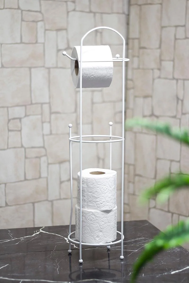 Ferforje Wc Tuvalet Kağıtlık Beyaz görsel 2