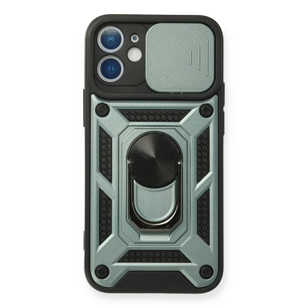 Apple iPhone 11 Kılıf Pars Lens Yüzüklü Silikon - Yeşil