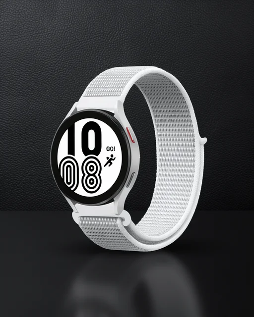 Samsung Galaxy Watch 4 Hasırlı Cırtcırtlı Kordon - Beyaz