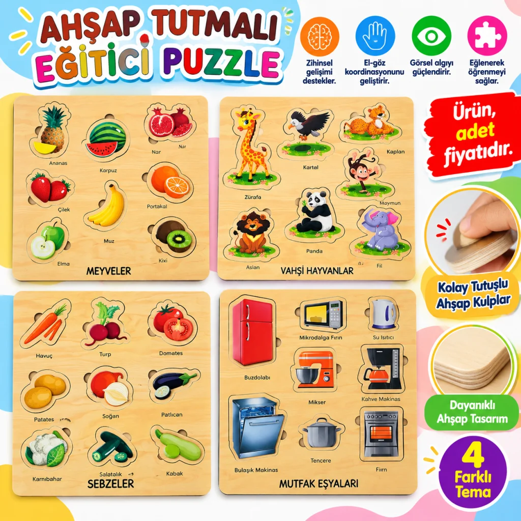Oyuncak, Memo 32x32 Eğitici Şekiller - adet fiyatıdır