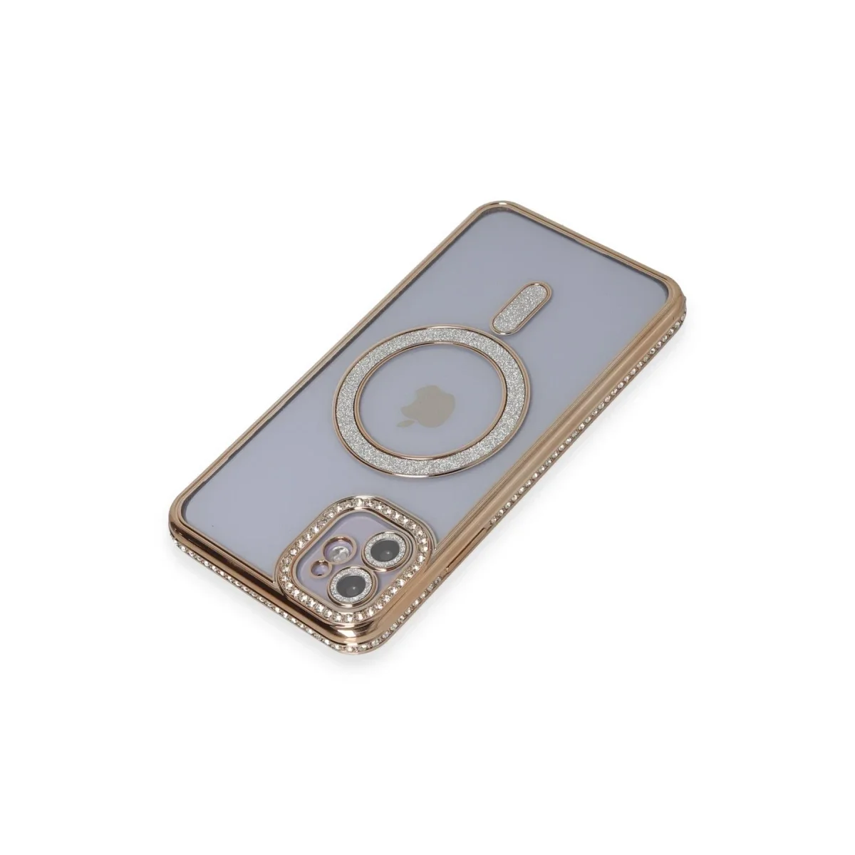 Apple iPhone 11 Kılıf Joke Simli Magneticsafe Kılıf - Gold görsel 2