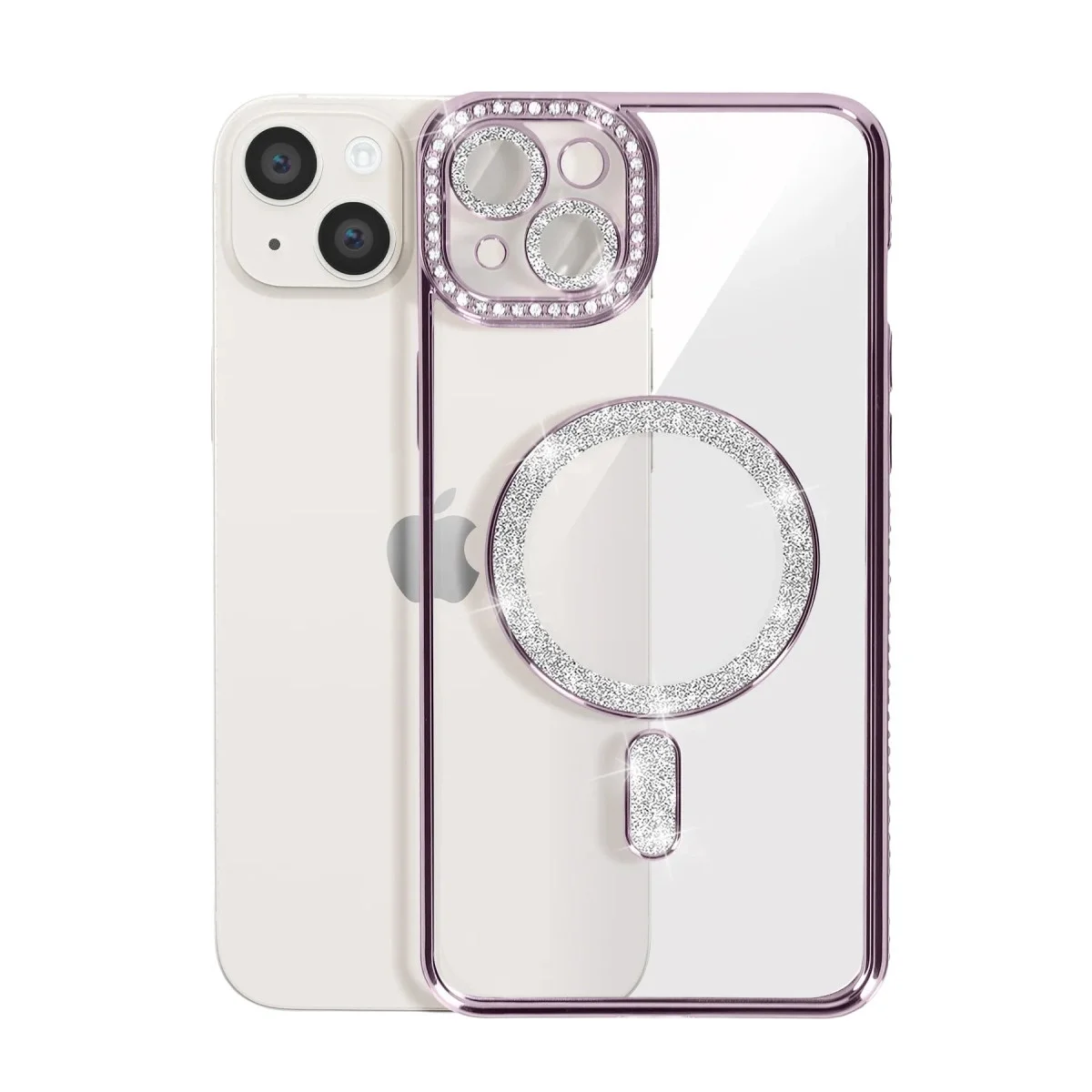 Apple İphone 14 Kılıf Joke Simli Magneticsafe Kılıf - Pembe görsel 3