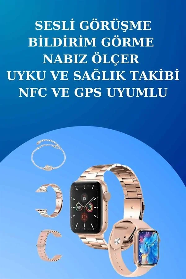 3 Kordonlu Dokunmatik Ekran Akıllı Saat ve 2.Nesil Kablosuz Bluetooth Kulaklık ANC/ENC görsel 3