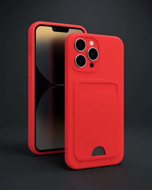 Apple İphone 13 Pro Kılıf Kelvin Kartvizitli Silikon - Kırmızı