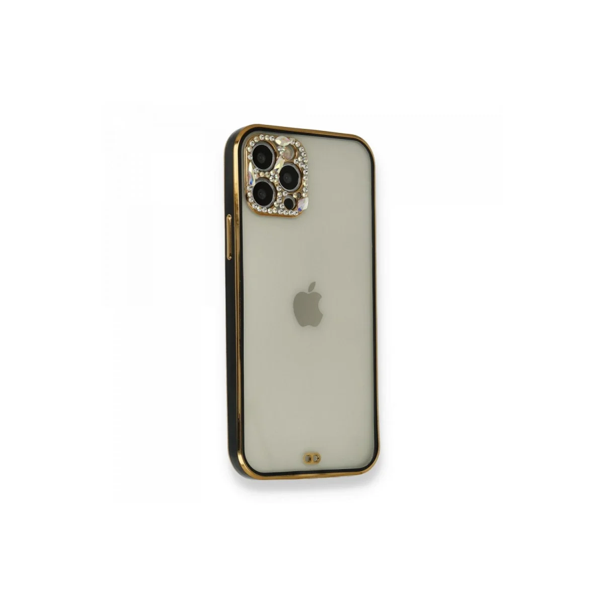 Apple İphone 12 Pro Kılıf Liva Taşlı Silikon - Siyah görsel 2