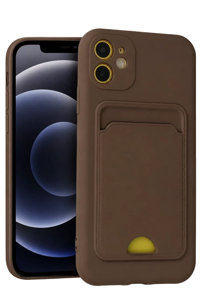 Apple iPhone 11 Kılıf Kelvin Kartvizitli Silikon - Kahverengi