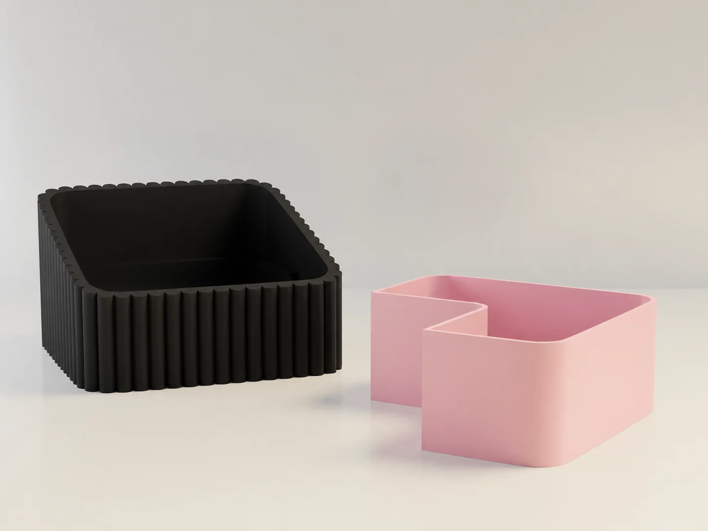 3D Baskı Fıstık Kasesi - Çift Hazneli Kabuk Ayırıcı Sunum Kasesi - Siyah Pembe görsel 2