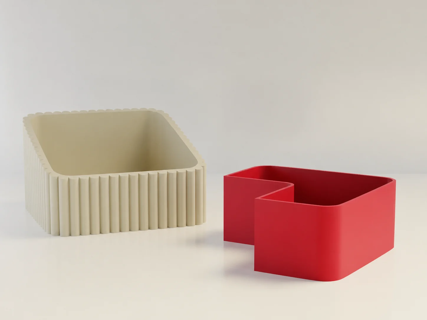 3D Baskı Fıstık Kasesi - Çift Hazneli Kabuk Ayırıcı Sunum Kasesi - Bej Kırmızı görsel 2