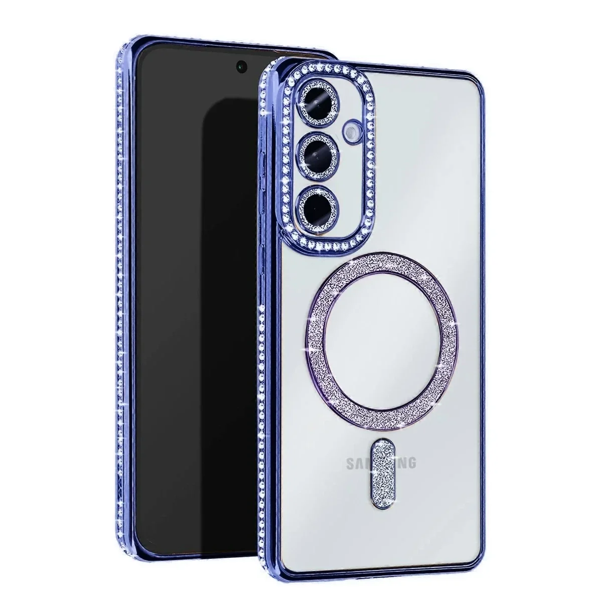 Samsung Galaxy A55 5G Joke Simli Magneticsafe Kılıf - Mavi