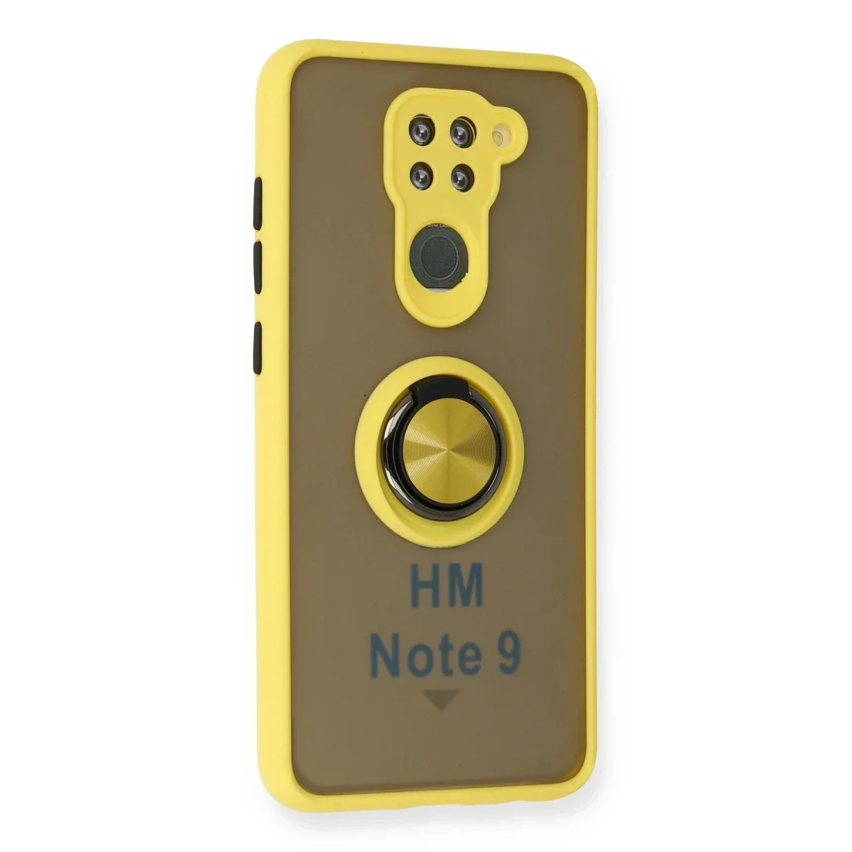 Xiaomi Redmi Note 9 Kılıf Montreal Yüzüklü Silikon Kapak - Sarı görsel 2