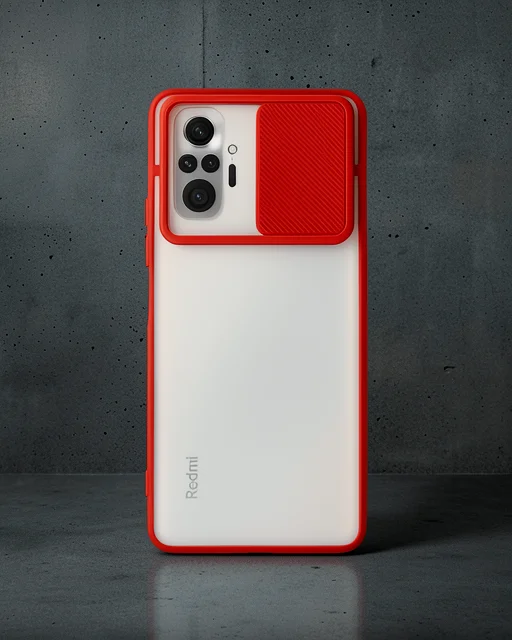 Xiaomi Redmi Note 10 Pro Kılıf Palm Buzlu Kamera Sürgülü Silikon - Kırmızı