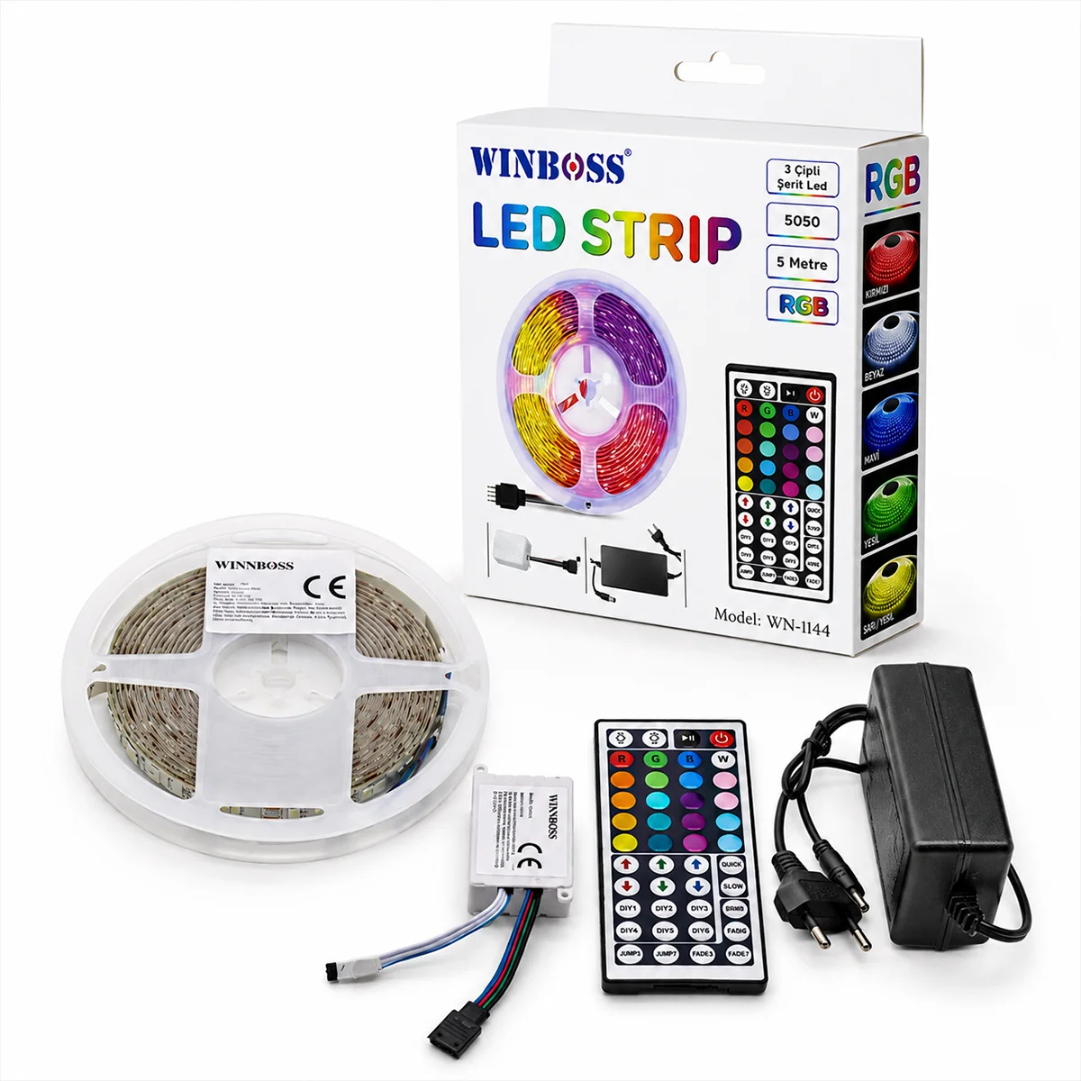 RGB 5050 SMD LED Şerit 5m (54 LED/m) Kumandalı görsel 2